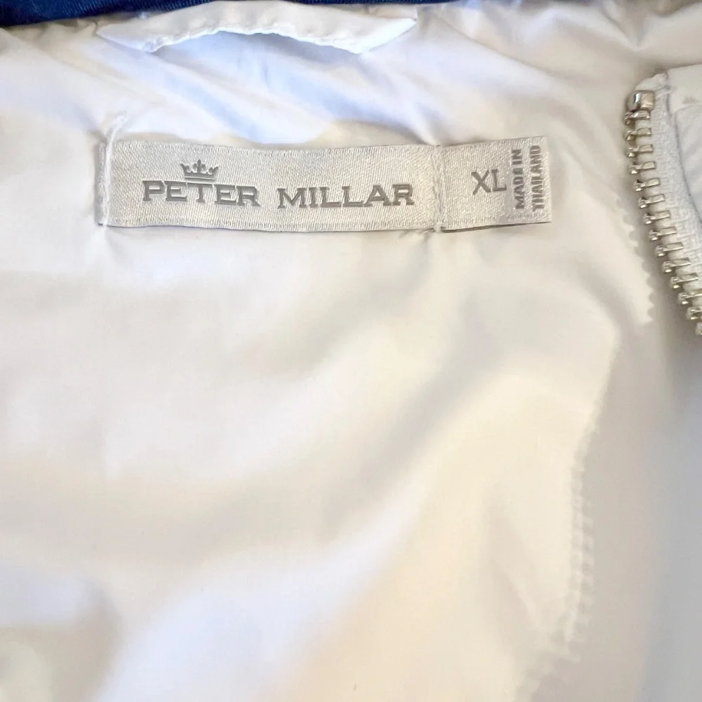 EUC Women's Peter Millar White Navy Frederica Golf Club Quilted Vest Size XL